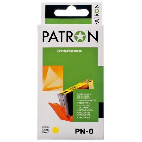 Картридж совместимый Canon CLI-8Y (0623B024) 490 л, желтый Patron (PN-8Y)