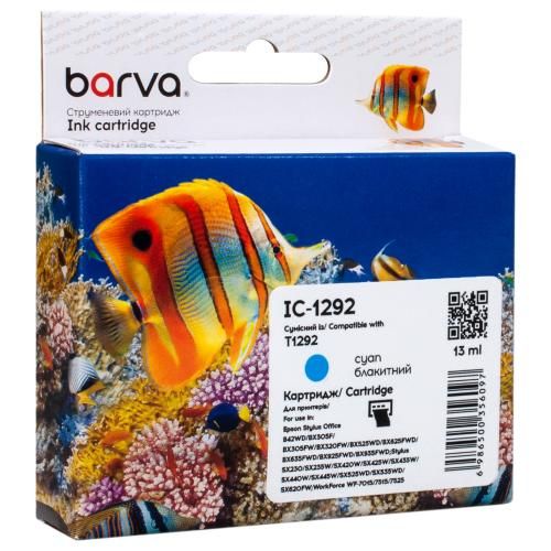 Картридж совместимый Epson T1292 (C13T12924011/C13T12924012) 500 л, голубой Barva (IC-1292)