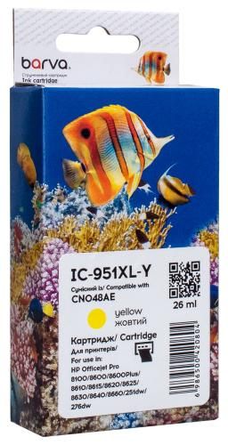 Картридж совместимый HP 951XL (CN048AE/CN052AE) 1500 л, желтый Barva (IC-951XL-Y)