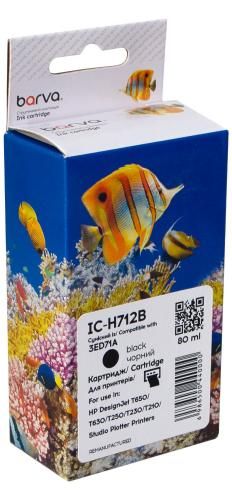 Картридж сумісний HP 712 (3ED70A/3ED71A) 80 мл, чорний Barva (IC-H712B)