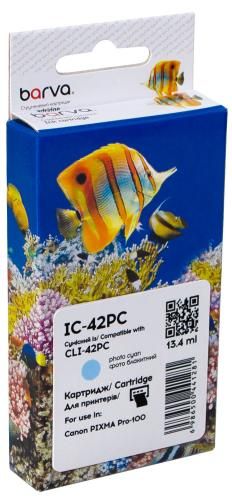 Картридж сумісний Canon CLI-42PC (6388B001) 900 арк, фото блакитний Barva (IC-42PC)