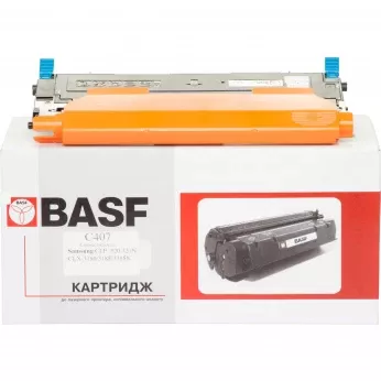Картридж тон. BASF для Samsung CLP-320/320N/325/CLX-3185 аналог CLT-C407S Cyan ( 1000 ст.) (BASF-KT-CLTC407S)