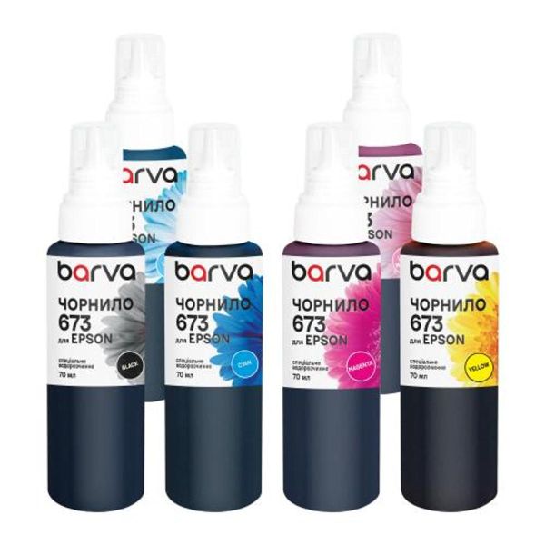 Комплект чорнил для Epson 673 спеціальні 6х70 мл, водорозчинні, BK/C/M/Y/LC/LM Barva