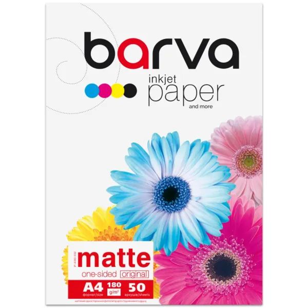 Фотопапір матовий 180 г/м2, А4, 50 арк Original Barva (IP-A180-032)
