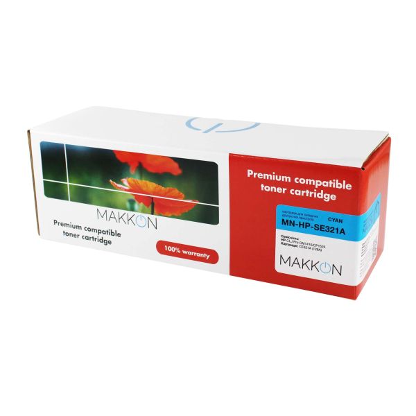 Kартридж MAKKON совместимый аналог HP CE321A (128A) Cyan