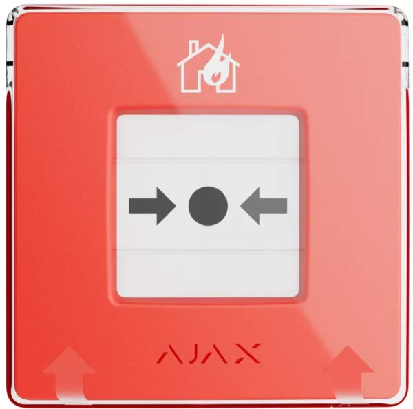 Бездротова настінна кнопка для активації пожежної тривоги вручну Ajax ManualCallPoint (Red)Jeweller (Для житлових обʼєктів)