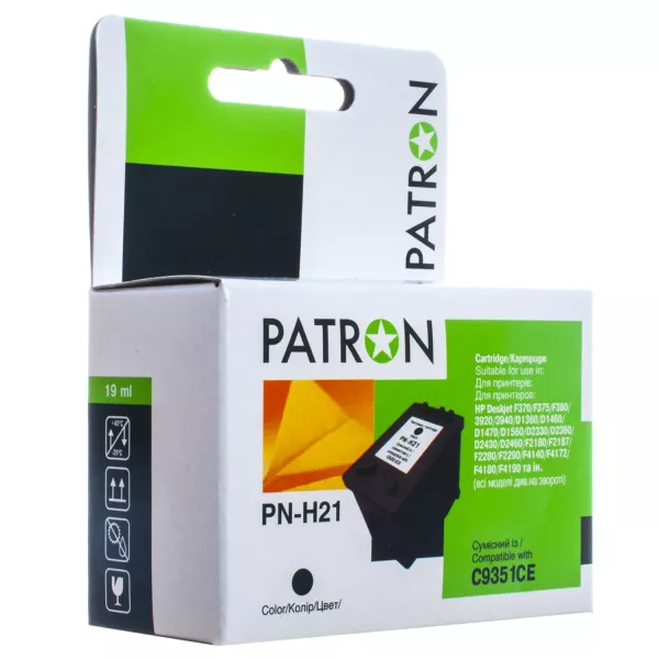 Картридж сумісний HP 21XL (C9351AE/C9351CE) 475 арк, чорний Patron (PN-H21)