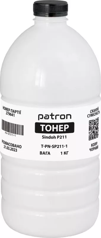 Тонер Sindoh P211 флакон, 1 кг Patron (PN-SP211-1)