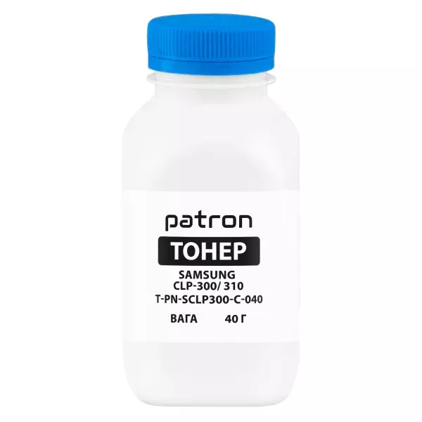Тонер Samsung CLP-300/CLP-310 флакон, 40 г, блакитний Patron (PN-SCLP300-C-040)