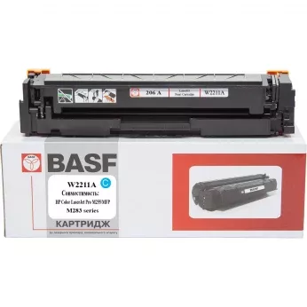 Картридж тон. BASF для HP CLJ M255, MFP M282/M283 аналог W2211A Cyan ( 1250 ст.) (BASF-KT-W2211A)
