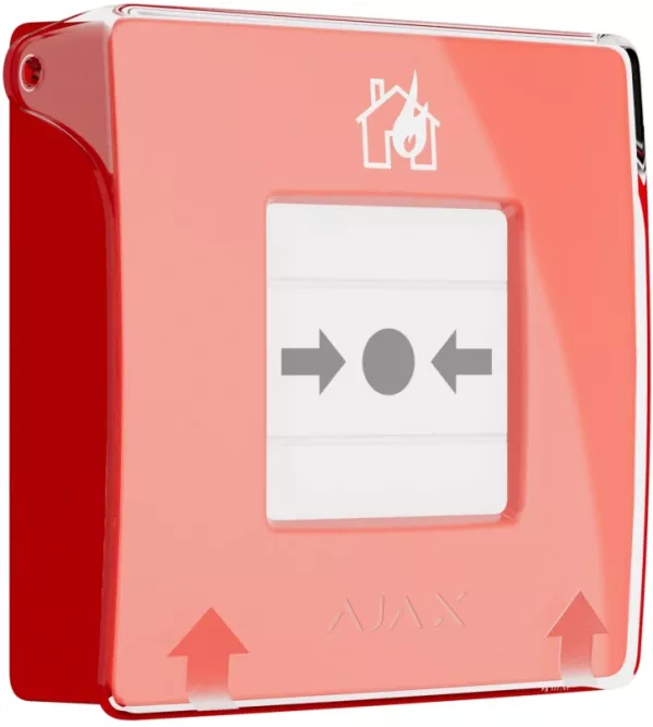 Бездротова настінна кнопка для активації пожежної тривоги вручну Ajax ManualCallPoint (Red)Jeweller (Для житлових обʼєктів)