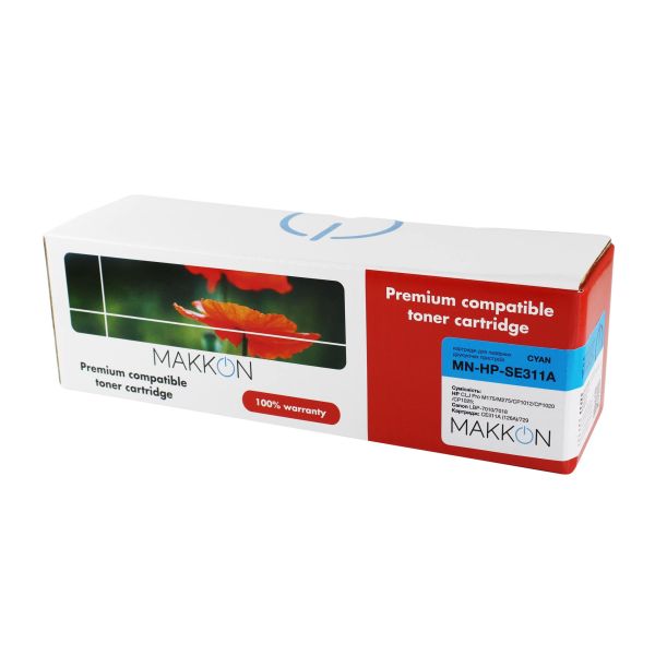 Картридж сумісний MAKKON для HP 126A / Canon 729 cyan