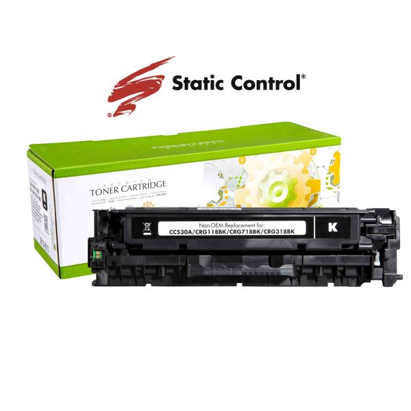 картридж Static Control з заправкою HP CC530A (304A), Canon 718 black