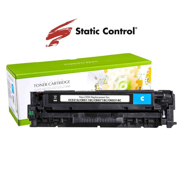 картридж Static Control с заправкой HP CC531A (304A), Canon 718 cyan
