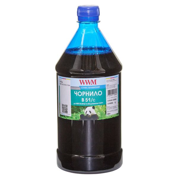 Чернила WWM для Brother DCP-T300/T500W/T700W 1000г Cyan водорастворимый (B51/C-4)