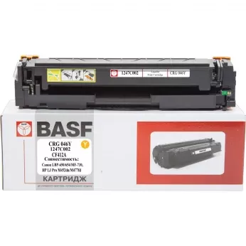 Картридж тон. BASF для Canon 046, LBP-650, HP LJ Pro M452dn аналог 1247C002/046Y/CF412A Yellow ( 2300 ст.) (BASF-KT-CRG046Y-U)