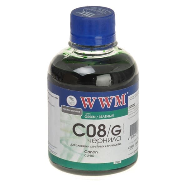 Чорнило WWM для Canon CLI-8G 200г Green водорозчинне (C08/G)
