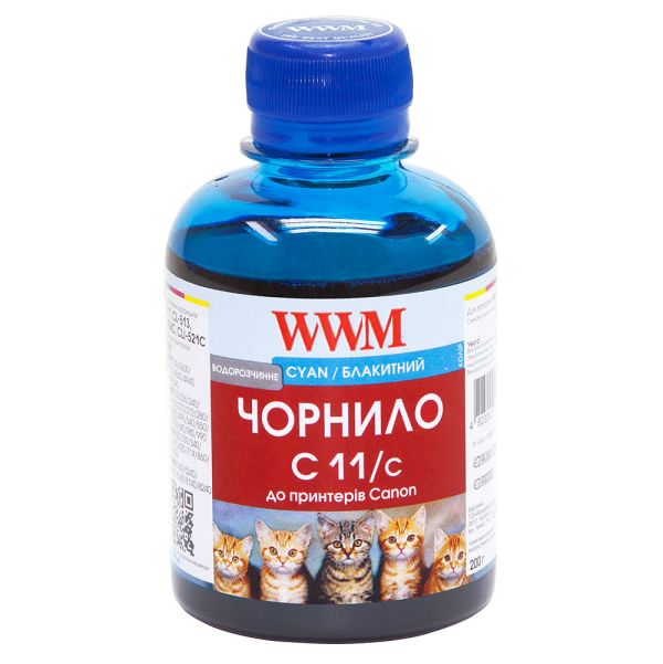 Чернило WWM для Canon CL-511C/CL-513C/CLI-521C 200г Cyan водорастворимое (C11/C)