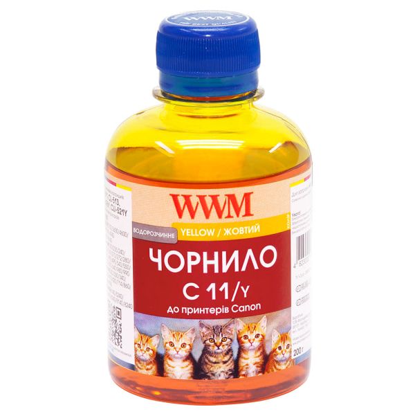 Чорнило WWM для Canon CL-511С/CL-513С/CLI-521Y 200г Yellow водорозчинне (C11/Y)
