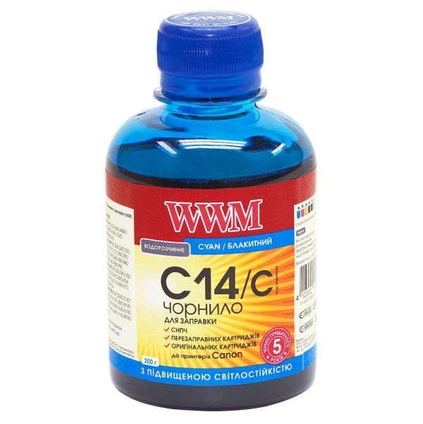 Чернило WWM для Canon CLI-451C/CLI-471C 200г Cyan водорастворимые (C14/C)