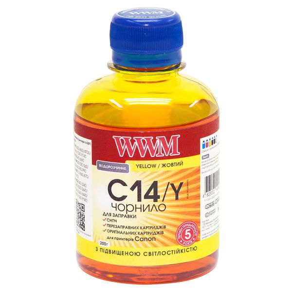 Чернило WWM для Canon CLI-451/CLI-470Y 200г Yellow водорастворимый (C14/Y)