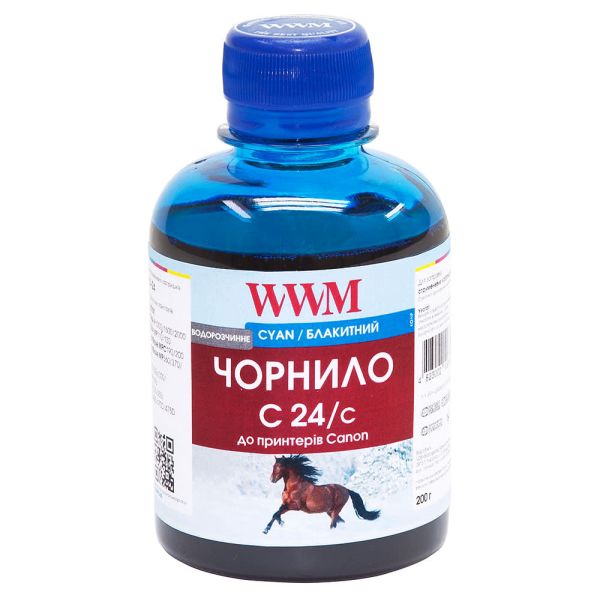 Чорнило WWM для Canon BCI-24C 200г Cyan водорозчинне (C24/C)