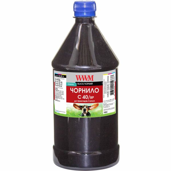 Чорнило WWM Canon PG-40Bk/PG-50Bk/PGI-5Bk 1000г Black пігментне (C40/BP-4)