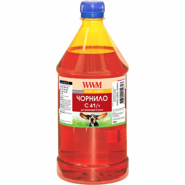 Чернило WWM для Canon CL-41C/CL-51C/CLI-8Y 1000г Yellow водорастворимое (C41/Y-4)