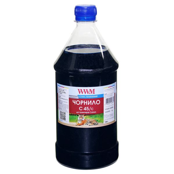 Чернило WWM для Canon CL-441/CL-446/CLI-451C 1000г Cyan водорастворимые (C45/C-4)
