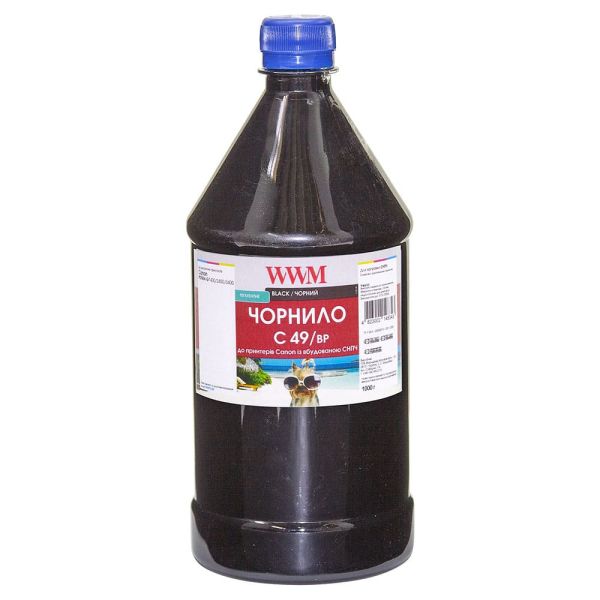 Чернило WWM GI-490BK для Canon Pixma G1400/2400/3400 1000г Black пигментное (C49/BP-4)