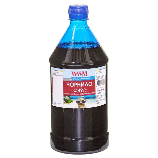 Чернила WWM GI-490C для Canon Pixma G1400/2400/3400 1000г Cyan водорастворимый (C49/C-4)