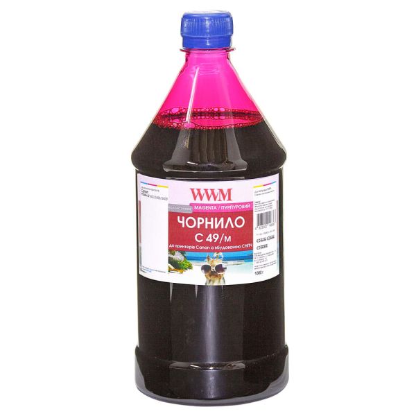 Чернила WWM GI-490M для Canon Pixma G1400/2400/3400 1000г Magenta водорастворимая (C49/M-4)