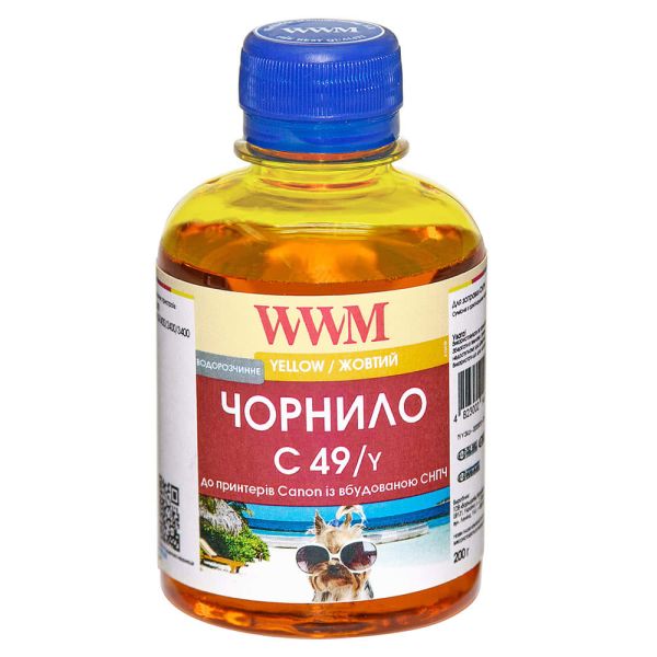 Чернило WWM GI-490Y для Canon Pixma G1400/2400/3400 200г Yellow водорастворимый (C49/Y)