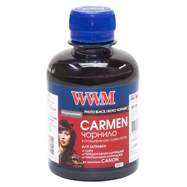 Чорнило WWM CARMEN для Canon 200г Photo Black водорозчинне (CU/PB)