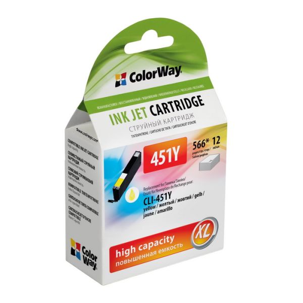 Картридж струменевий ColorWay сумісний з Canon CLI-451Y (CW-CLI-451Y)