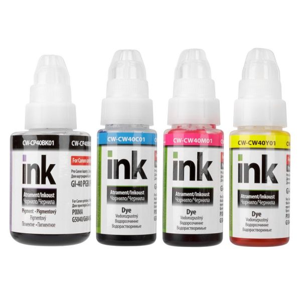 Комплект чорнил ColorWay до Canon CP40/CW40 BK/C/M/Y Pigment/Dye-based 135 ml + 3 x 70 ml (CW-CP40/CW40SET01)