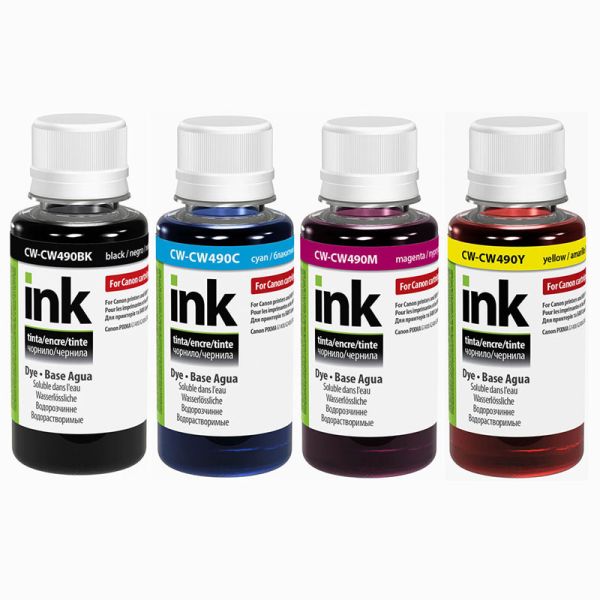 Комплект чорнил ColorWay до Canon CP490/CW490 BK/C/M/Y Dye-based/Pigment 4 x 100 ml (CW-CP490/CW490SET01)