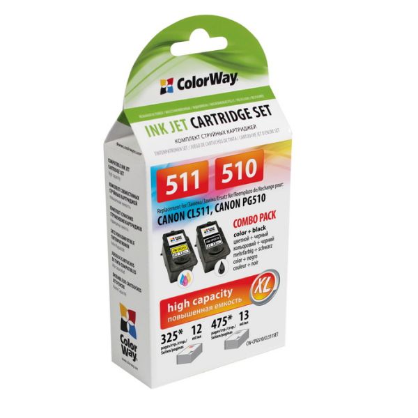Комплект картриджей ColorWay совместим с Canon PG-510/CL-511 (CW-CPG510/CL511SET)