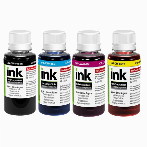 Комплект чорнил ColorWay Canon CW445/CW446 BK/C/M/Y Dye-based 4 x 100 ml (CW-CW445/CW446SET01)