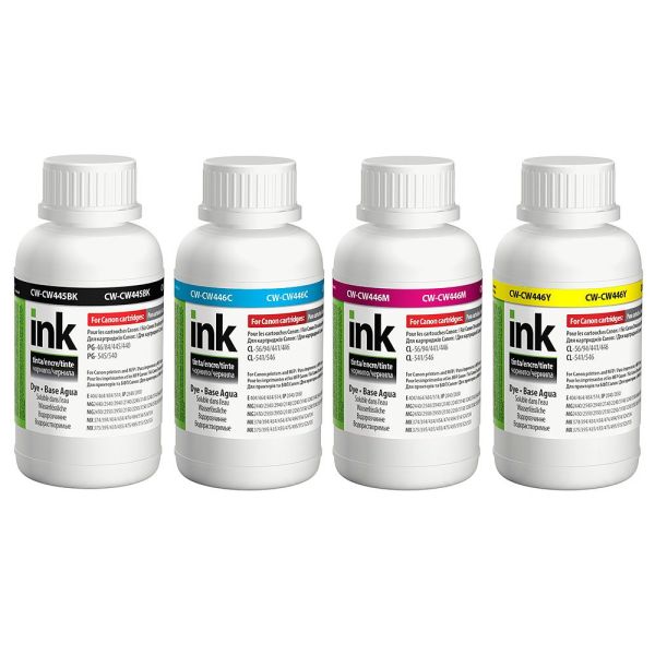 Комплект чорнил ColorWay Canon CW445/CW446 BK/C/M/Y Dye-based 4 x 200 ml (CW-CW445/CW446SET02)