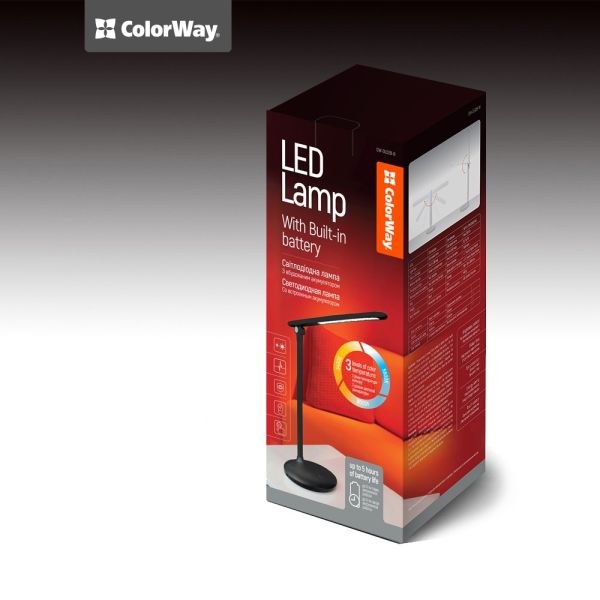 Настольная LED лампа ColorWay со встроенным аккумулятором black (CW-DL02B-B)