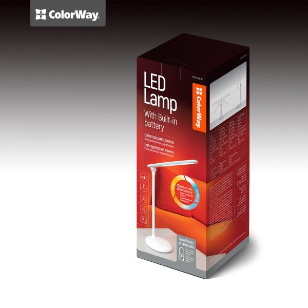 Настільна LED лампа ColorWay з вбудованим акумулятором white (CW-DL02B-W)