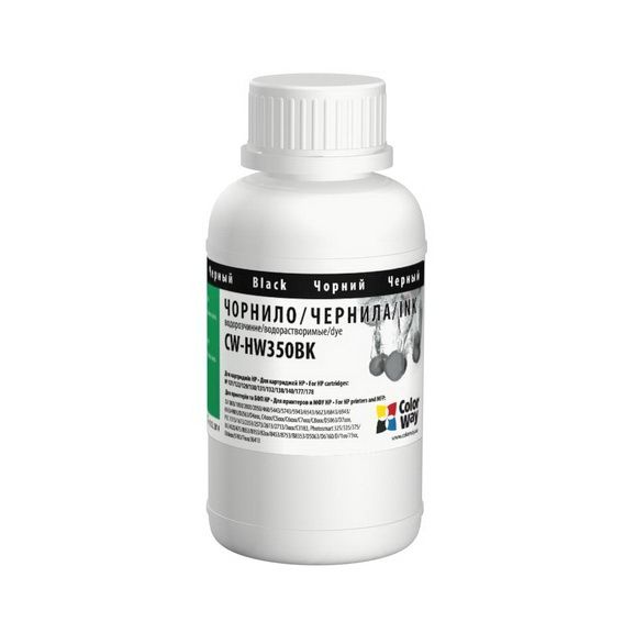 Чорнило ColorWay HP HW350 BK Dye-based 200 ml (CW-HW350BK02)