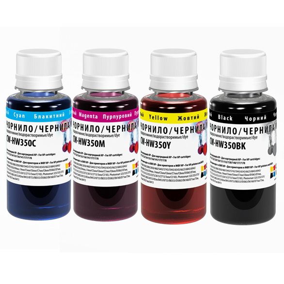 Комплект чернил ColorWay HP HW350 BK/C/M/Y Dye-based 4 x 100 ml (CW-HW350SET01)