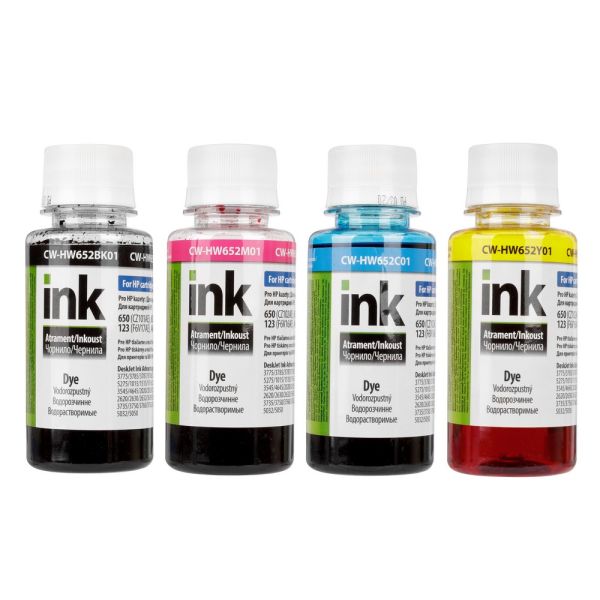 Комплект чорнил ColorWay HP HW652 BK/C/M/Y Dye-based 4 x 100 ml (CW-HW652SET01)