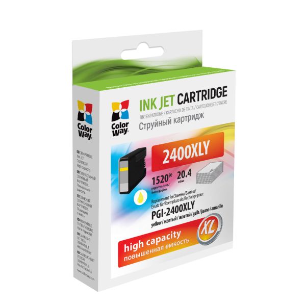 Картридж струменевий ColorWay сумісний з Canon PGI-2400XL Y (CW-PGI-2400XLY)