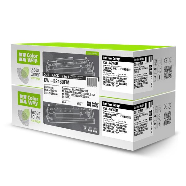 Картридж лазерний ColorWay для Samsung MLT-D101S Dual Pack (CW-S2160FM)