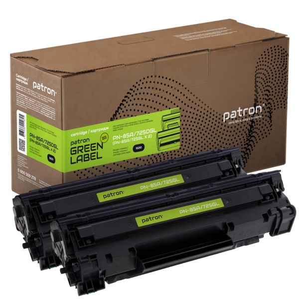 Картридж сумісний Green Label Patron для HP 85A (CE285A) / Canon 725 Black (подвійна упаковка)