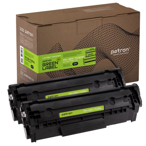 Картридж совместимый Green Label Patron для HP 12A (Q2612A) / Canon 703 Black 