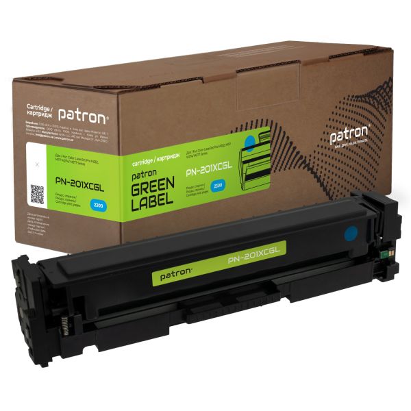 Картридж совместимый HP 201X (CF401X) голубой Green Label Patron (PN-201XCGL)